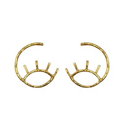 Les Reines Women's Eye Of The Sun - Hammered 24k Gold Plated Earrings