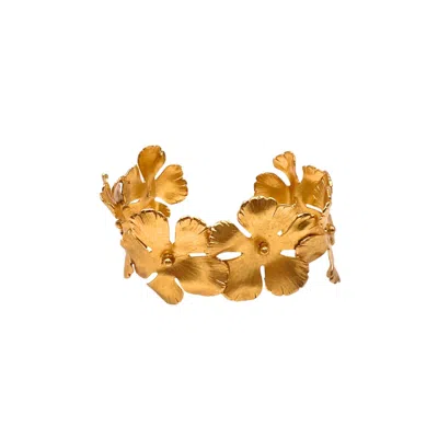 Les Reines Women's Flora Rise - Statement Cuff Bracelet 24k Gold Plated
