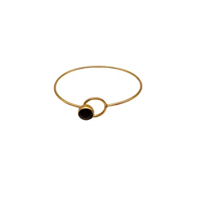 Les Reines Women's Gold / Brown Lunar Eclipse With Smoky Topaz - Cuff Bracelet 24k Gold Plated
