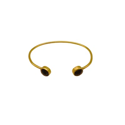 Les Reines Women's Gold / Brown Topaz Eclipse - Cuff Bracelet 24k Gold Plated
