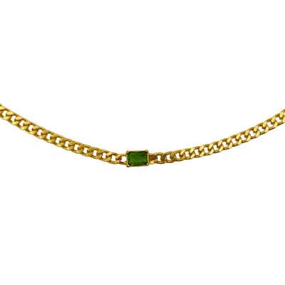 Les Reines Women's Gold / Green Bicontinental With Green Quartz - Classic Chain Necklace 24k Gold Plated