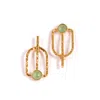 Les Reines Women's Gold / Green Turquoise Archaic  - Hammered Earrings 24k Gold Plated