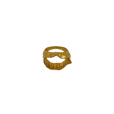 Les Reines Women's Golden Crêpe - 24k Gold-plated Ring