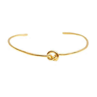 Les Reines Women's Gordian Knot - Minimalist Cuff Bracelet 24k Gold Plated