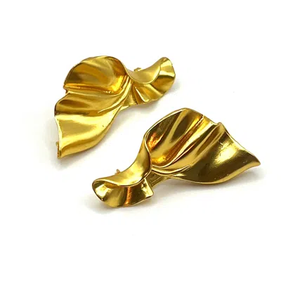 Les Reines Women's Graceful Wings - Statement Earrings 24k Gold Plated