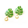 Les Reines Women's Green / Gold Camelbase With Pearl - Green Earrings 24k Gold Plated