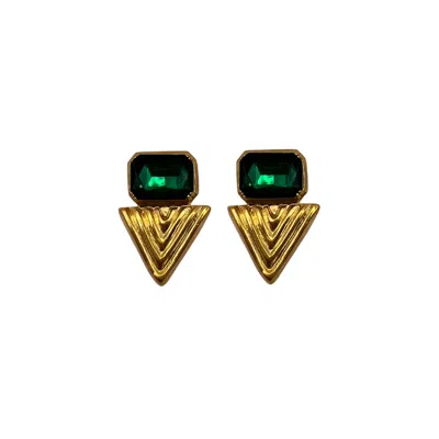 Les Reines Women's Green Zenith - 24k Gold-plated Earrings With Blue Quartz Gemstone