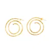 Les Reines Women's Helispheric - Hammered Earrings 24k Gold Plated