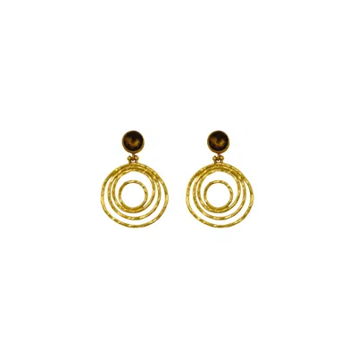 Les Reines Women's Solstice With Smoky Topaz - Statement Earrings 24k Gold Plated