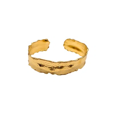 Les Reines Women's The Terra - Statement Hammered Cuff Bracelet 24k Gold Plated