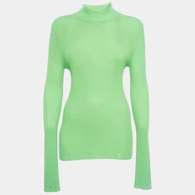 Les Rêveries Acid Green Cashmere Turtleneck Sweater