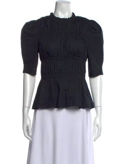 Pre-owned Les Rêveries Crew Neck Three-quarter Sleeve Top In Black