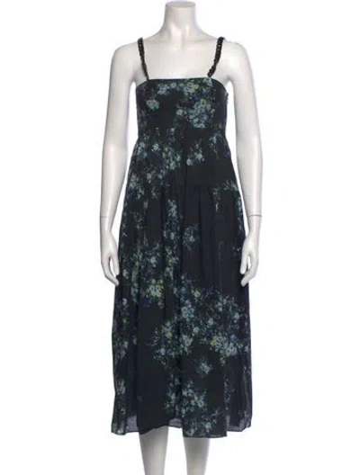 Pre-owned Les Rêveries Floral Print Long Dress In Black