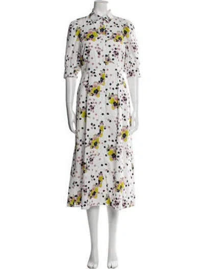 Pre-owned Les Rêveries Floral Print Long Dress In White