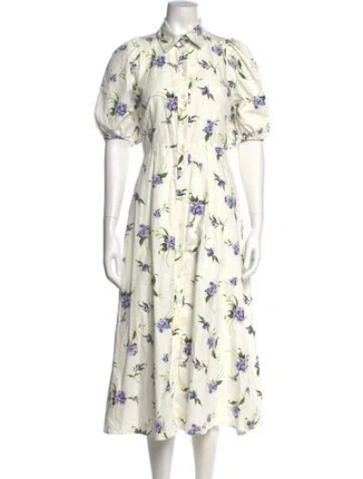 Pre-owned Les Rêveries Floral Print Long Dress In White