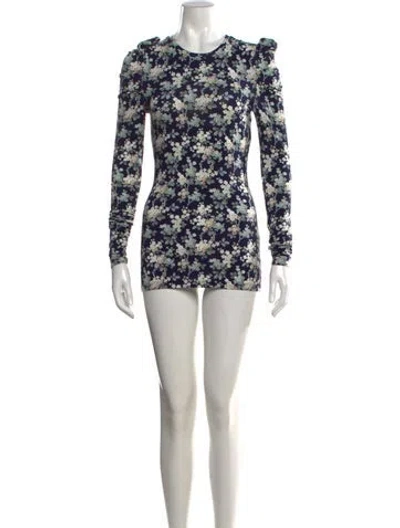 Pre-owned Les Rêveries Floral Print Mini Dress In Blue