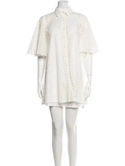 Pre-owned Les Rêveries Lace Pattern Mini Dress In Neutrals