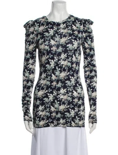 Pre-owned Les Rêveries Printed Crew Neck Top In Blue