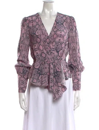Pre-owned Les Rêveries Silk Animal Print Blouse In Pink