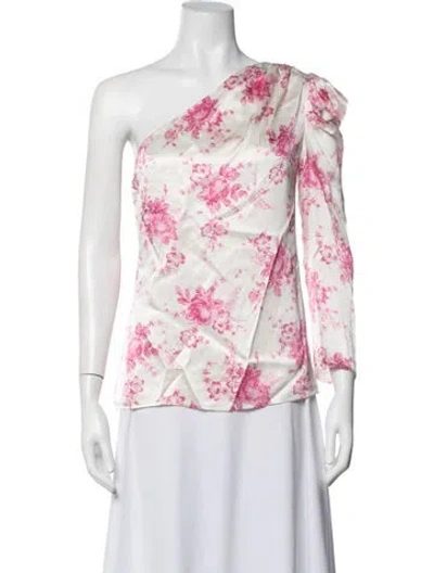 Pre-owned Les Rêveries Silk Floral Print Blouse In Pink