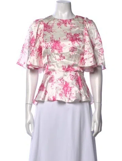 Pre-owned Les Rêveries Silk Floral Print Blouse W/ Tags In Pink