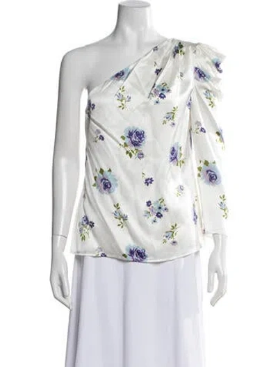 Pre-owned Les Rêveries Silk Floral Print Top W/ Tags In Neutrals