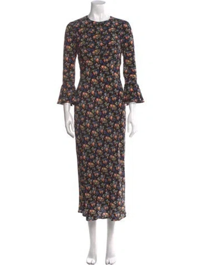 Pre-owned Les Rêveries Silk Long Dress In Black