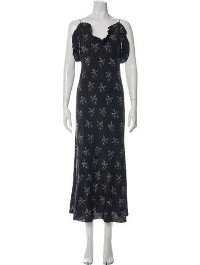 Pre-owned Les Rêveries Silk Long Dress In Black