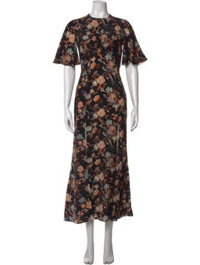 Pre-owned Les Rêveries Silk Long Dress In Black