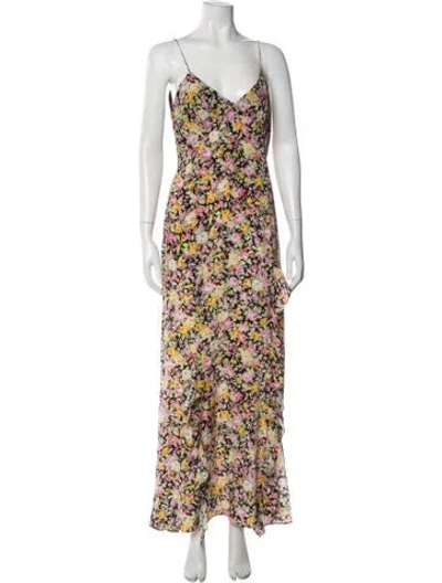 Pre-owned Les Rêveries Silk Long Dress In Black