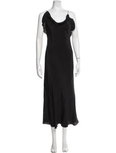 Pre-owned Les Rêveries Silk Long Dress In Black