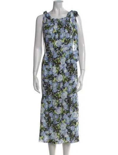 Pre-owned Les Rêveries Silk Long Dress In Blue