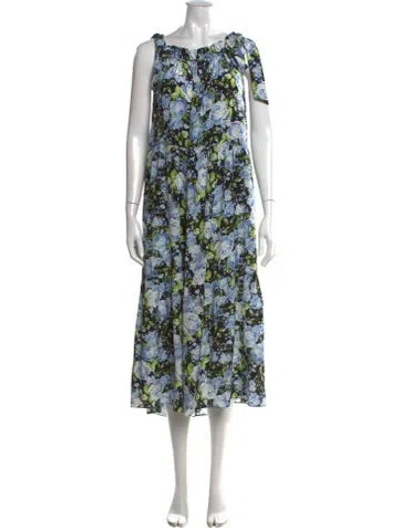Pre-owned Les Rêveries Silk Long Dress In Blue