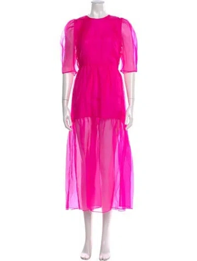 Pre-owned Les Rêveries Silk Long Dress In Pink