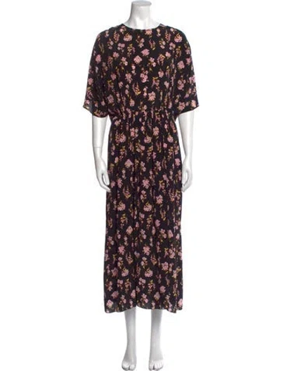 Pre-owned Les Rêveries Silk Long Dress W/ Tags In Black