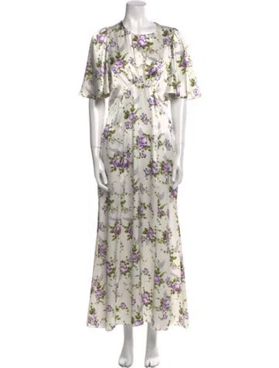Pre-owned Les Rêveries Silk Long Dress In White