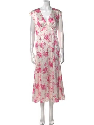 Pre-owned Les Rêveries Silk Long Dress In White