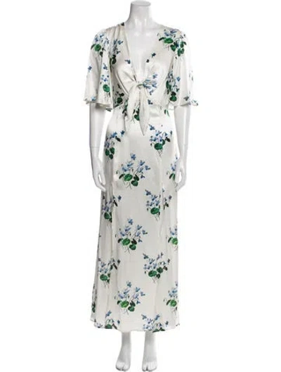Pre-owned Les Rêveries Silk Long Dress In White