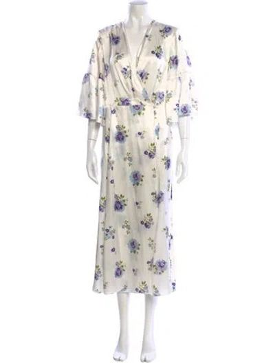 Pre-owned Les Rêveries Silk Long Dress In White
