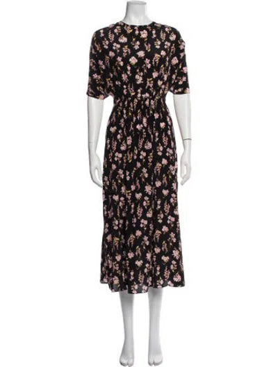 Pre-owned Les Rêveries Silk Midi Length Dress In Black