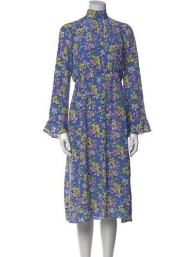 Pre-owned Les Rêveries Silk Midi Length Dress In Blue