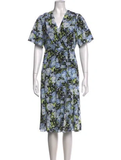 Pre-owned Les Rêveries Silk Midi Length Dress In Blue