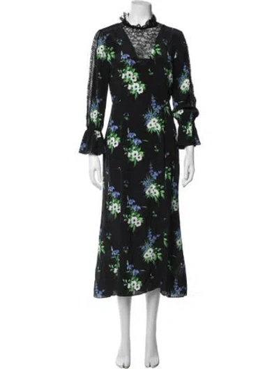 Pre-owned Les Rêveries Silk Midi Length Dress In Blue
