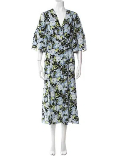 Pre-owned Les Rêveries Silk Midi Length Dress In Blue