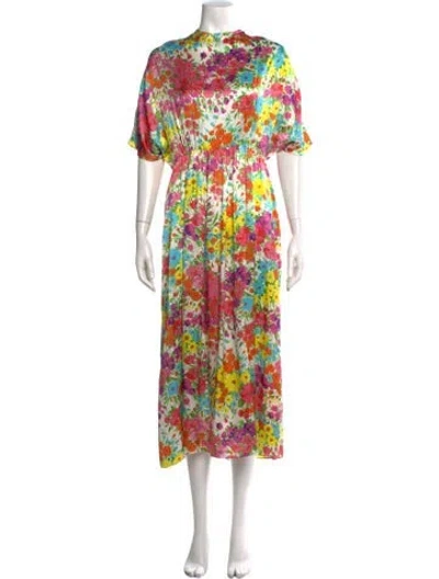 Pre-owned Les Rêveries Silk Midi Length Dress In Neutral