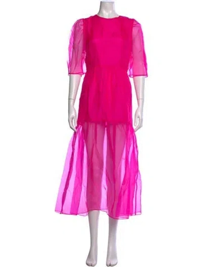 Pre-owned Les Rêveries Silk Midi Length Dress In Pink