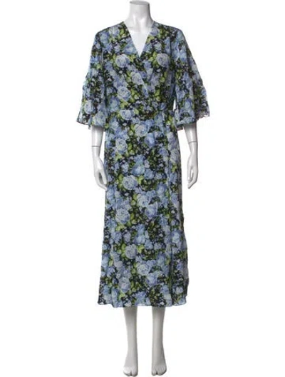 Pre-owned Les Rêveries Silk Midi Length Dress W/ Tags In Blue
