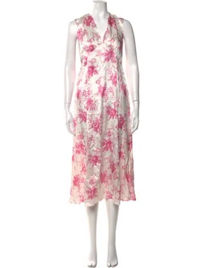Pre-owned Les Rêveries Silk Midi Length Dress In White