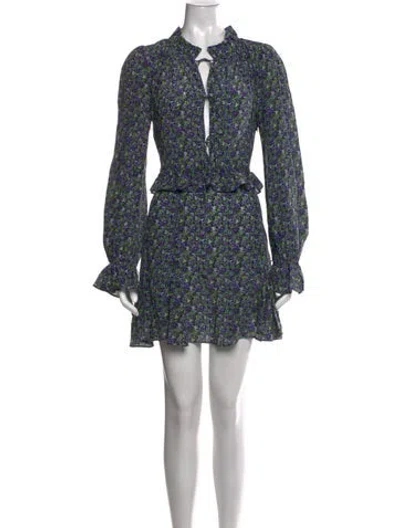 Pre-owned Les Rêveries Silk Mini Dress In Green/purple