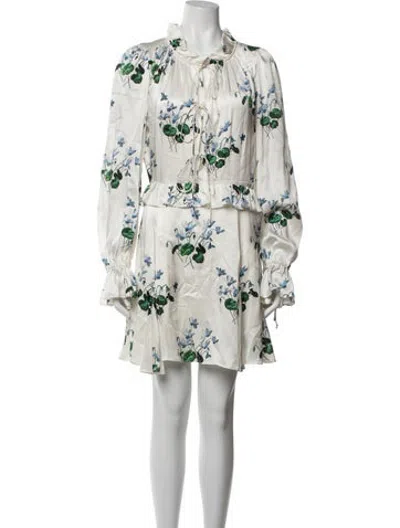 Pre-owned Les Rêveries Silk Mini Dress In Neutrals/white
